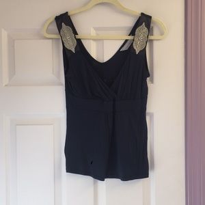 Navy blue bedazzled sleeve top